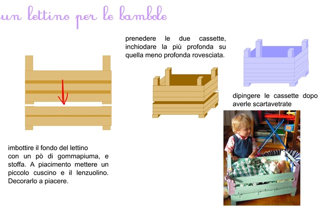 lettino bambole legno