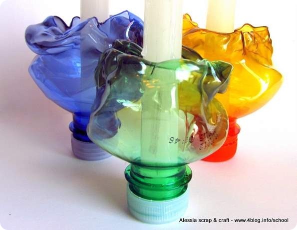 Tavola di Pasqua: portacandele plastica riciclata