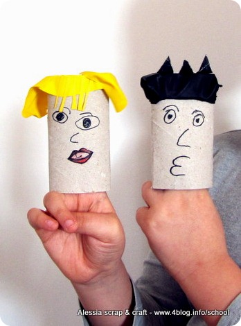 Lavoretti bambini: marionette da dita con tubi di cartone e palloncini scoppiati