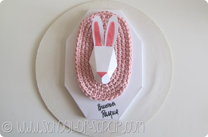 Decorazioni di pasqua: trofeo coniglio con cartoncino+crochet facile da fare