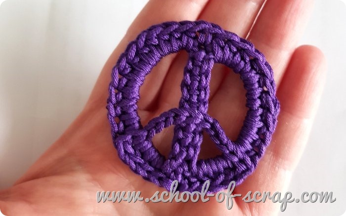 Uncinetto simbolo della pace peace sign crochet per orecchini, bijou, applicazioni