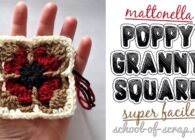 Uncinetto facile: video tutorial Poppy granny square mattonella con il papavero