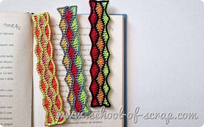 uncinetto facile - idea segnalibro a crochet con lavorazione arlecchino
